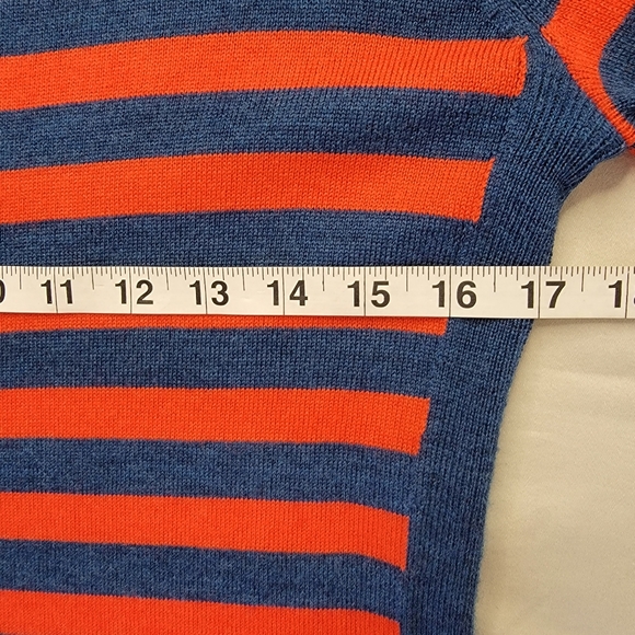 Talbots Sweater Blue Red Stripe Fine Merino Wool Long Sleeve Pullover Preppy S - Picture 9 of 12